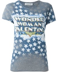 Женская серая футболка со звездами от Valentino