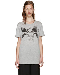 Женская серая футболка от Alexander McQueen