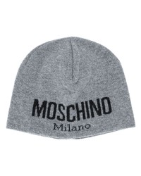 Мужская серая шапка с принтом от Moschino