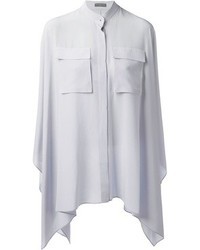 Серая шелковая блуза на пуговицах от Alexander McQueen