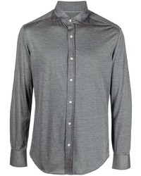 Мужская серая шелковая рубашка с длинным рукавом от Brunello Cucinelli