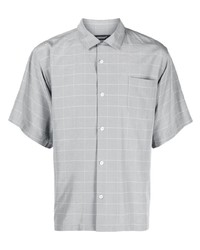 Мужская серая шелковая рубашка с коротким рукавом в клетку от Undercover