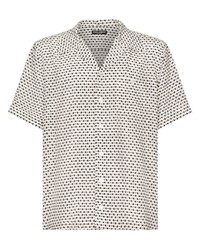Мужская серая шелковая рубашка с коротким рукавом с принтом от Dolce & Gabbana