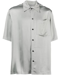 Мужская серая шелковая рубашка с коротким рукавом от Jil Sander