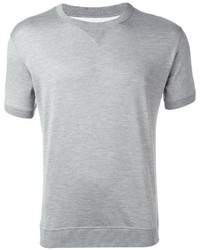 Мужская серая шелковая футболка с круглым вырезом от Brunello Cucinelli
