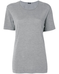 Женская серая шелковая футболка с круглым вырезом от Joseph