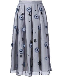 Серая шелковая юбка с украшением от Holly Fulton