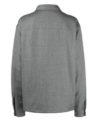 Мужская серая шерстяная рубашка с длинным рукавом от Zegna