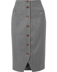Серая шерстяная юбка-карандаш в вертикальную полоску