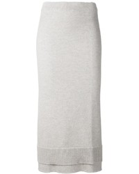 Серая шерстяная юбка-миди от Victoria Beckham