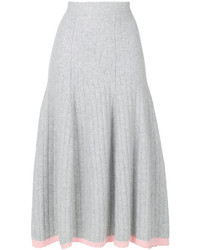 Серая шерстяная юбка со складками от Victoria Beckham