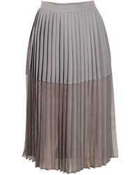 Серая шифоновая юбка-миди со складками