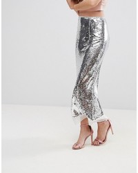 Серебряная длинная юбка с пайетками от Asos