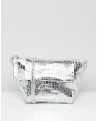 Серебряная замшевая сумка через плечо от ASOS DESIGN