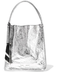 Серебряная кожаная большая сумка с рельефным рисунком от Proenza Schouler