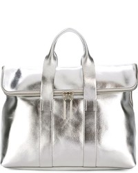 Серебряная кожаная большая сумка от 3.1 Phillip Lim