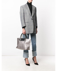 Серебряная кожаная большая сумка от Lancaster