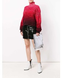 Серебряная кожаная большая сумка от Helmut Lang