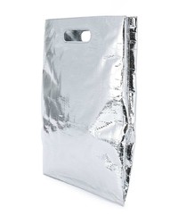 Серебряная кожаная большая сумка от Helmut Lang