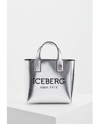Серебряная кожаная большая сумка от Iceberg
