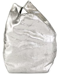 Серебряная кожаная большая сумка от Maison Margiela