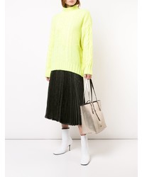 Серебряная кожаная большая сумка от Coach