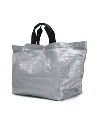 Серебряная кожаная большая сумка от Dsquared2