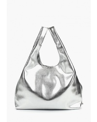 Серебряная кожаная большая сумка от Vitacci