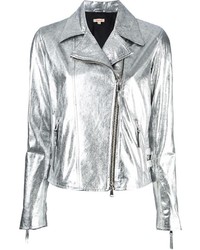 Женская серебряная кожаная куртка от P.A.R.O.S.H.