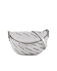 Серебряная кожаная поясная сумка от Balenciaga