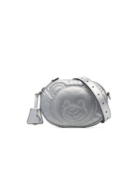 Серебряная кожаная поясная сумка от Moschino