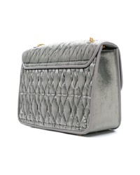 Серебряная кожаная стеганая сумка через плечо от Furla