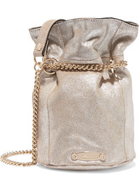 Серебряная кожаная сумка-мешок с рельефным рисунком от Lanvin