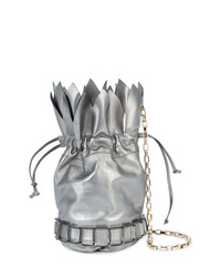 Серебряная кожаная сумка-мешок от Tomasini