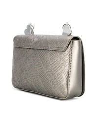 Серебряная кожаная сумка-саквояж от Love Moschino