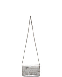 Серебряная кожаная сумка через плечо с украшением от Alexander McQueen
