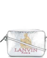 Серебряная кожаная сумка через плечо от Lanvin