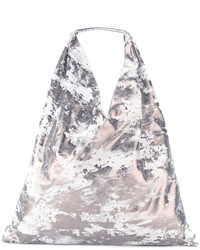 Серебряная кожаная сумка через плечо от MM6 MAISON MARGIELA