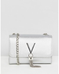 Серебряная кожаная сумка через плечо от Valentino by Mario Valentino