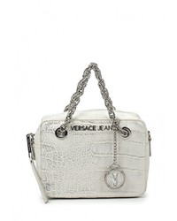 Серебряная кожаная сумка через плечо от Versace Jeans