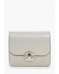 Серебряная кожаная сумка через плечо от Vitacci