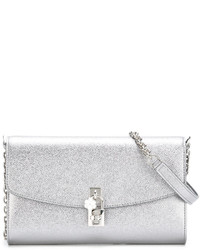 Женская серебряная кожаная сумка от Dolce & Gabbana