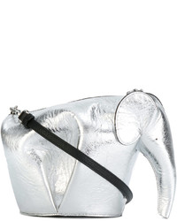 Женская серебряная кожаная сумка от Loewe