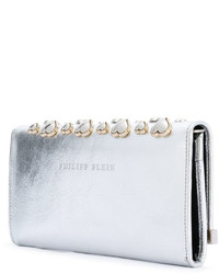Женская серебряная кожаная сумка от Philipp Plein