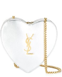 Женская серебряная кожаная сумка от Saint Laurent