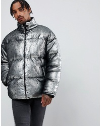 Мужская серебряная куртка-пуховик от ASOS DESIGN