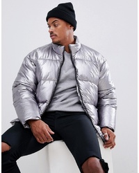 Мужская серебряная куртка-пуховик от ASOS DESIGN