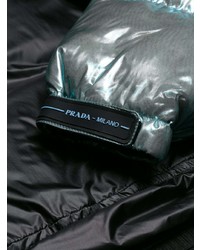 Женская серебряная куртка-пуховик от Prada