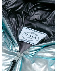 Женская серебряная куртка-пуховик от Prada
