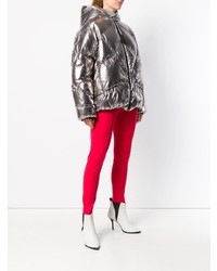 Женская серебряная куртка-пуховик от As65